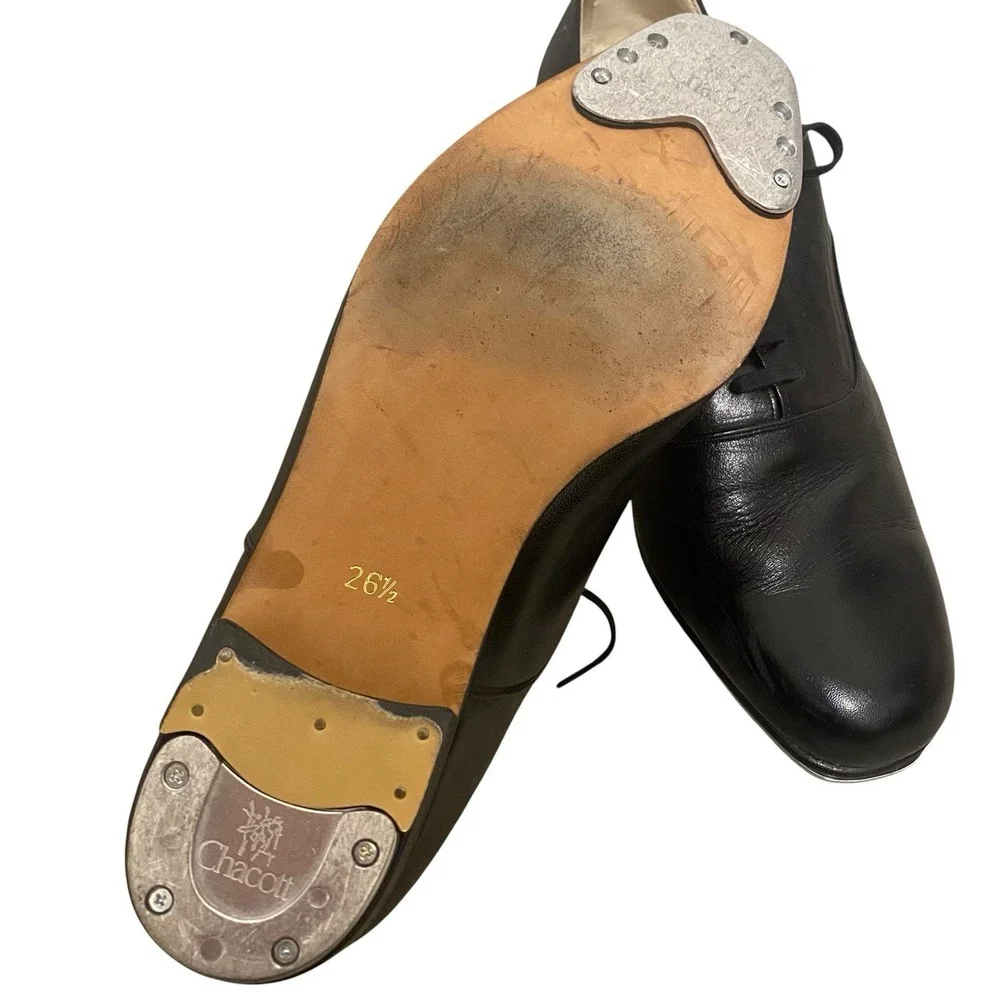 Vintage Chakott Dancing Men's Shoes Size 8.5 EU 26.5 Black Leather Made Japan